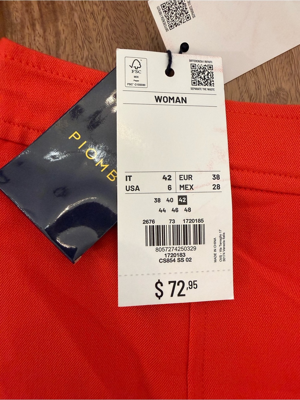 Piombo Blood Orange Chain-Accent Women's Skirt - Picture 4 of 5